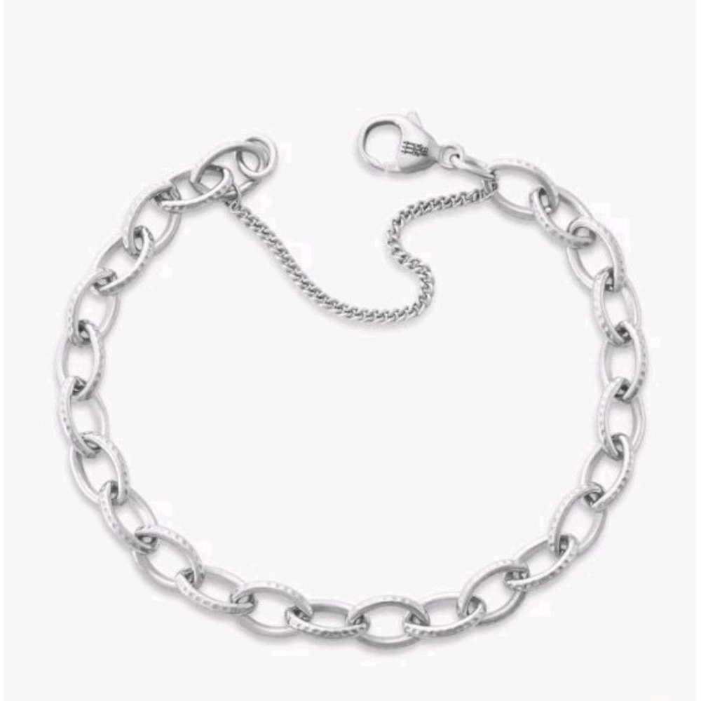 James Avery Textured Oval Charm Bracelet Sterling Silver Size Medium NIB